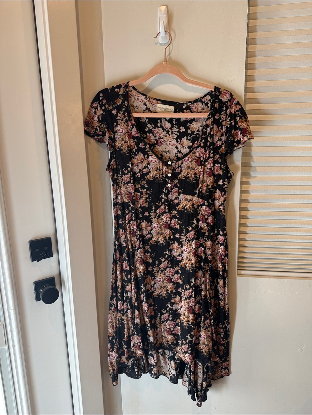 Denim & Supply Ralph Lauren Hi Lo Black Floral Dress Size 12